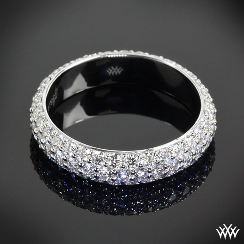 Custom 3 Row Pave Diamond Wedding Ring