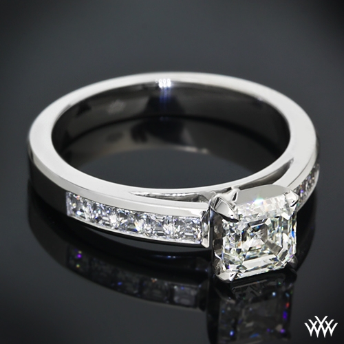 Custom Asscher Channel Set Diamond Engagement Ring